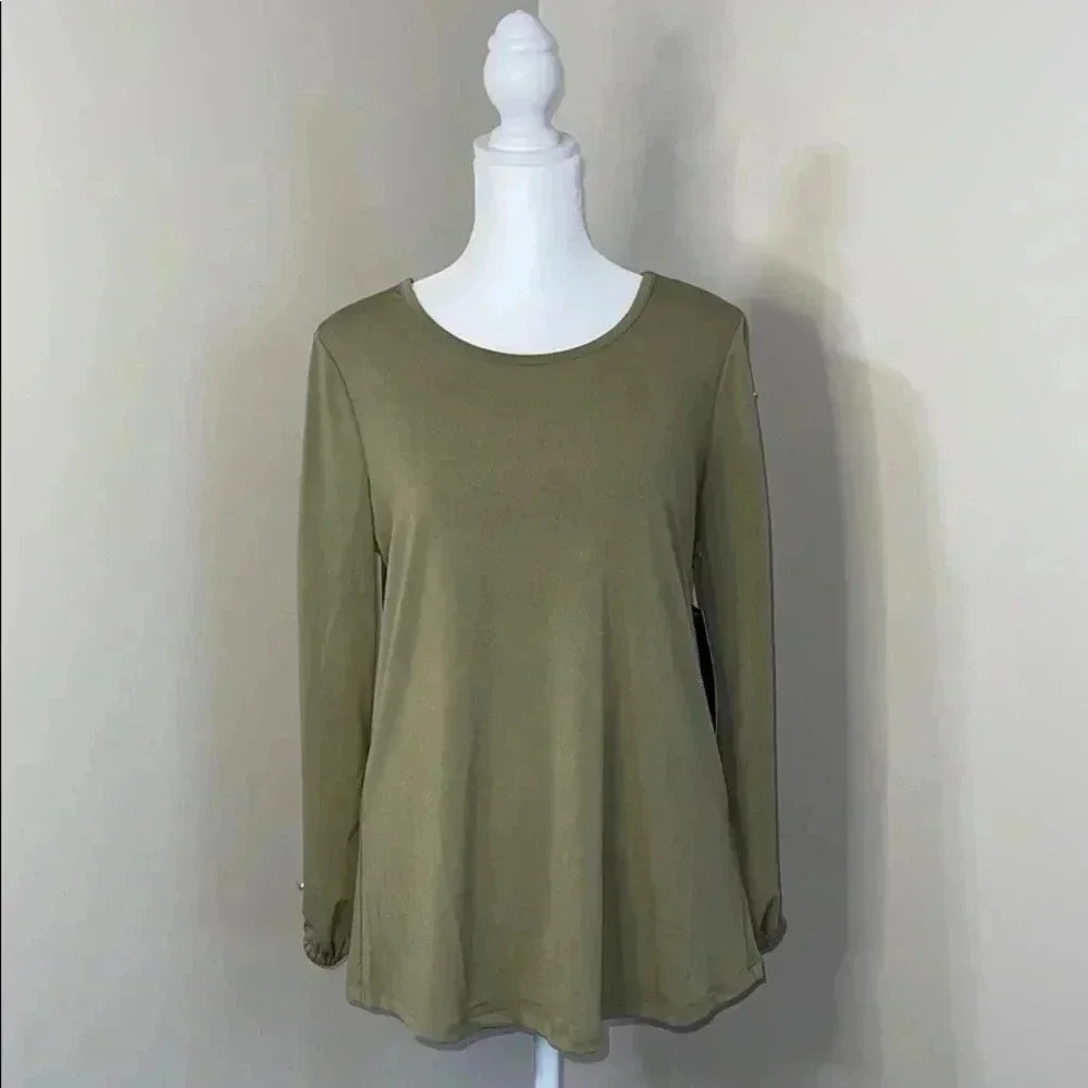 Always Indigo Cutout Sleeve Crewneck Top​​​